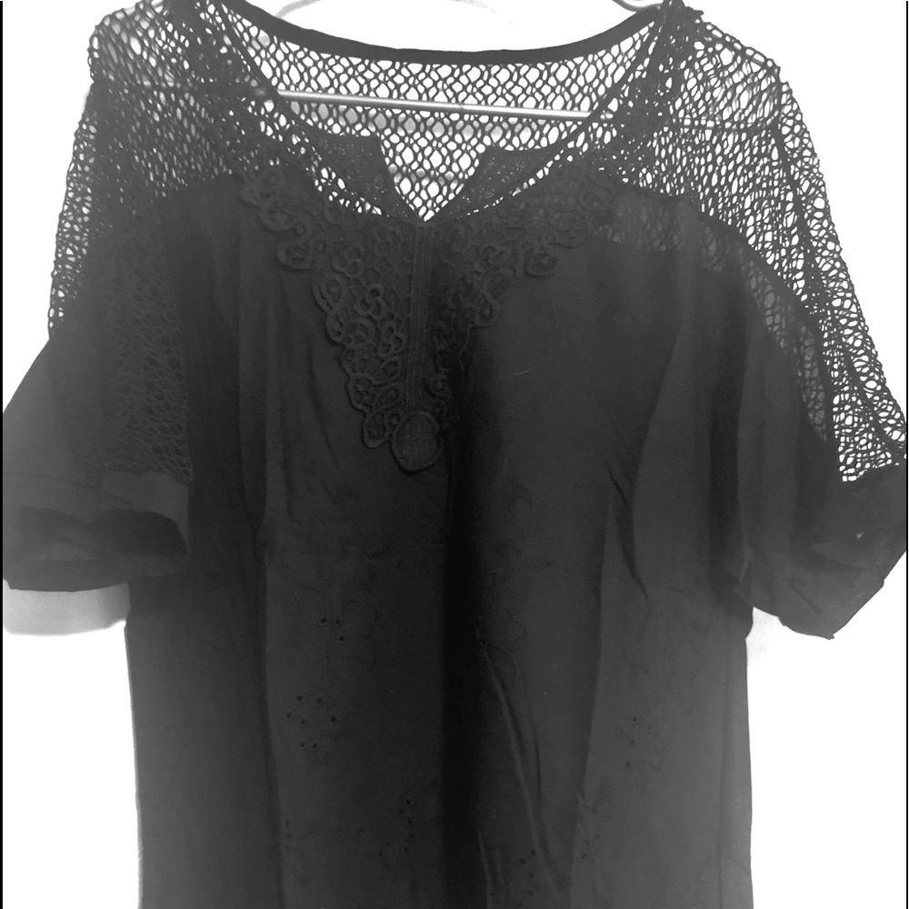 Brand New Lace Patchwork Black Top.XL Great Gift
